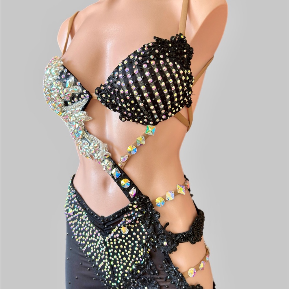 NEW Professional Dance Costume, Womens Crystal Embellished Performance Wear
